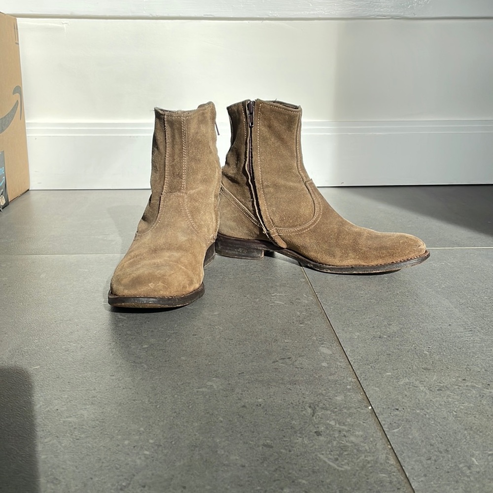 Roberto Del Carlo Olive Green Suede Moto Boot, 37.5